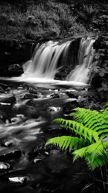 Full Black Colour, Waterfall HD phone wallpaper