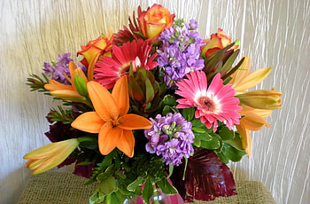 Flowers, Roses, Lilies, Gerberas, Bouquet, sia HD wallpaper