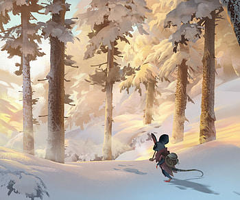 Frostpath Voyager: Fantasy Mouse in Golden Pines, fantasy, Animal, Fantasy Animal HD wallpaper