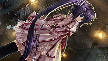 Purple Hair Anime, pink dress, anime, anime long hair, cute, angry HD wallpaper