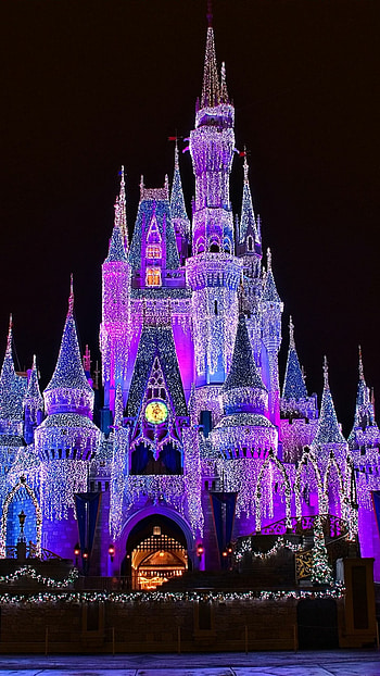 Disneyland, Castle Christmas , Disneyland Castle, Theme parks HD phone wallpaper