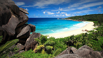 Seychelles, Beach, , Horizon, Ocean, Sea HD wallpaper