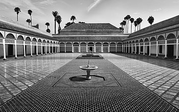 Yard Morocco Marrakech, Bahia Palace section, City in resolution, Exquisite landscape HD wallpaper