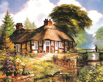 cottage, hause, garden, farm, tree HD wallpaper