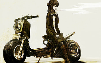 Hanging out, smoke, bike, girl, anime HD wallpaper