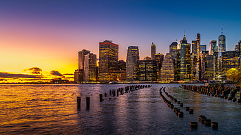 Cities, Rivers, City, Lights, Evening HD wallpaper