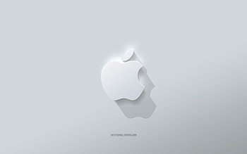 Apple logo, white background, Apple 3D logo, 3D art, Apple, 3D Apple emblem, creative art, Apple emblem HD wallpaper