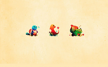 Bulbasaur Squirtle And Charmander, bulbasaur, squirtle, charmander, pokemon, cartoons, artist, artwork, digital-art HD wallpaper