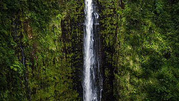 Green, waterfall, nature HD wallpaper