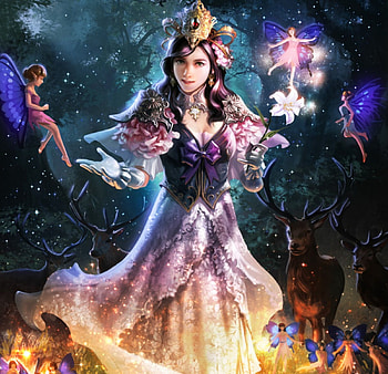 Dance with the fairies, butterfly, deers, beautiful, fairies, princess, forest HD wallpaper
