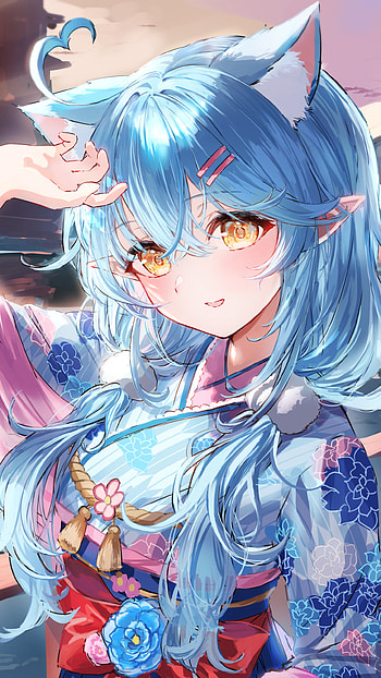 Yukihana Lamy Kimono Glow – Elegant Hololive Anime, kimono, hololive, Anime, Virtual Youtuber HD phone wallpaper
