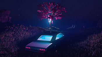 Light Tree Car, artist, artwork, digital-art HD wallpaper