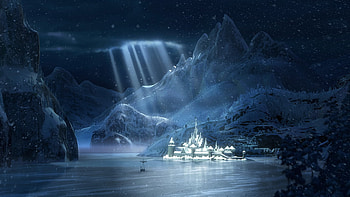 Frozen!, fozen, nature, mountains, castle HD wallpaper