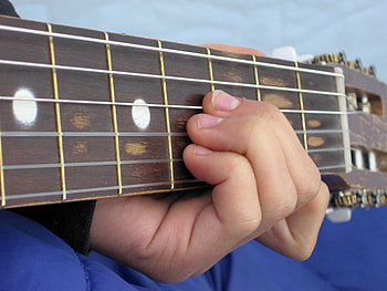 Playing Guitar, guitar, music, camping, fingers HD wallpaper