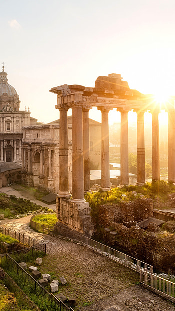 Forum Romanum beauty, Sun rays, Historic architecture, Old town charm HD phone wallpaper