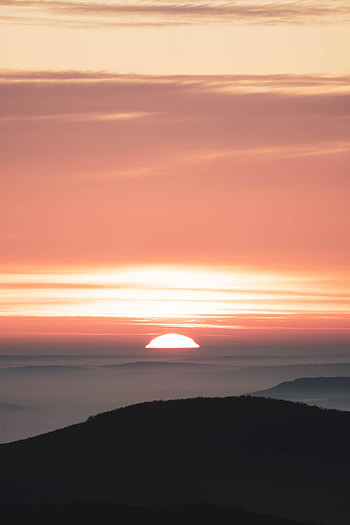 Nature, Sunset, Mountains, Twilight, Fog, Dusk HD phone wallpaper