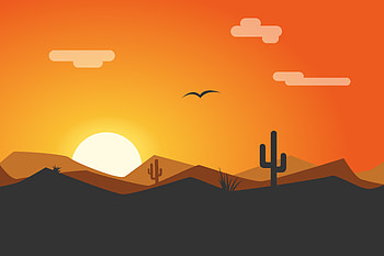 Sunset, desert, minimal, sky HD wallpaper