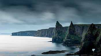 awesome seasore, sea, shore, cliffs, clouds, rocks HD wallpaper