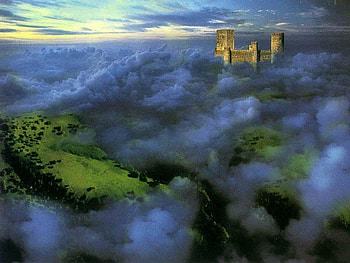 Castle In The Clouds, avalon, castle, fantasy, mists HD wallpaper