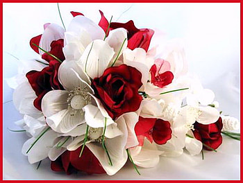Canada day flowers, bouquet, roses, red and white, orchids HD wallpaper