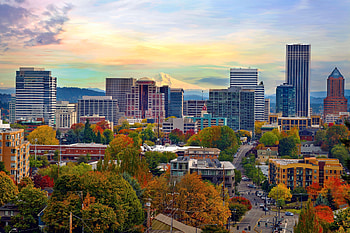 Portland Skyline, Oregon attractions, Gourmet dining, Architectural Digest feature HD wallpaper