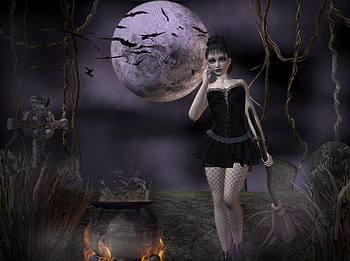 sexy witch, sexy, fantasy, dark, witch HD wallpaper