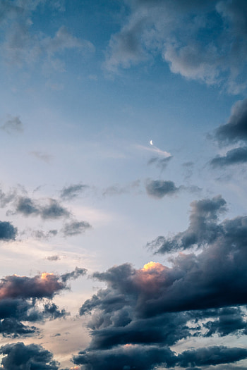 Nature, Sky, Clouds, Moon, Atmosphere HD phone wallpaper