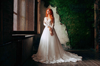 Redhead Bride ~ Dana Bounty, redhead, model, bride, dress HD wallpaper