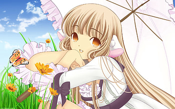 Anime, Girl, Umbrella, Pretty, Blonde, Chobits HD wallpaper