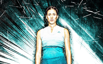 Garbine Muguruza, grunge art, spanish tennis players, WTA, blue abstract rays, tennis, fan art, Garbine Muguruza HD wallpaper