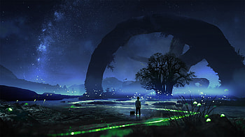 Fireflies, artist, artwork, digital-art, alone, deviantart HD wallpaper