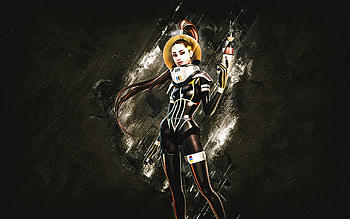 Fortnite Captain Ariana Grande Skin, Fortnite, main characters, brown stone background, Captain Ariana Grande, Fortnite skins, Captain Ariana Grande Skin, Captain Ariana Grande Fortnite, Fortnite characters HD wallpaper