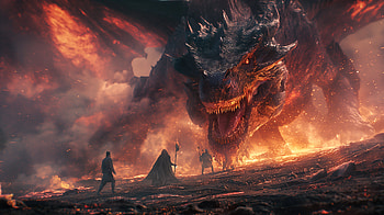 Epic Fantasy Dragon : Fiery Clash of Legends, dragon, fantasy HD wallpaper