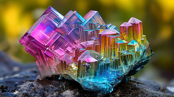 Vibrant Bismuth Crystal, Bismuth, crystal, Mineral, colorful, geology HD wallpaper