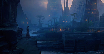 Samurai, night, blue, art, man, fantasy, world, luminos, raphael lacoste HD wallpaper