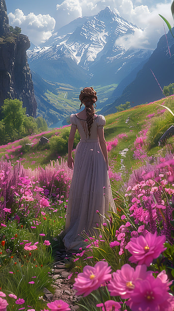 Enchanting Purple Dress Mountain Meadow, purple dress HD phone wallpaper