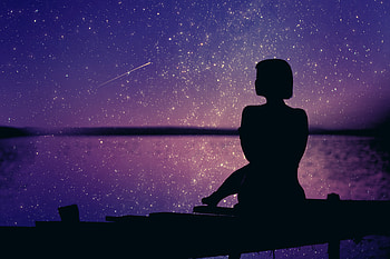Woman Silhouette Background Sunset Stars , silhouette, stars, nature, graphy HD wallpaper