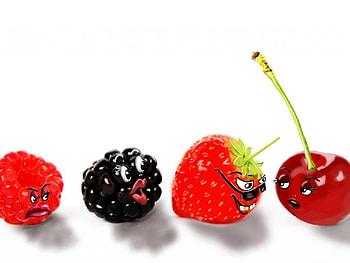 Berries, fruit, funny, 3d HD wallpaper