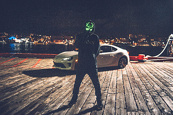 Mask Man With Car, neon, mask, graphy HD wallpaper