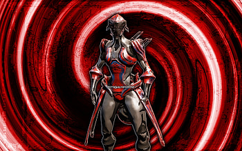 Trinity, red grunge background, Warframe, RPG, Warframe characters, Trinity Build, vortex, Warframe Builds, Trinity Warframe HD wallpaper