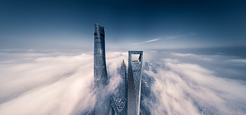 Shanghai Skyscraper Fog Clouds, shanghai, skyscraper, cityscape, graphy, fog, clouds, world HD wallpaper