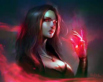 Scarlet Witch, marvel, superhero, magician, art HD wallpaper