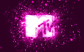 MTV purple logo, , purple neon lights, creative, purple abstract background, Music Television, MTV logo, brands, MTV HD wallpaper