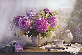 Pink peonies, Summer, Peonies, Bouquet, Cherry HD wallpaper