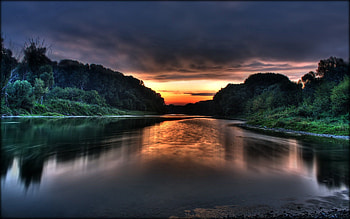 Nature, Sunset, Twilight, Clouds, Lake, Shore, Forest, Dusk, Shores, Secret, Mystery HD wallpaper