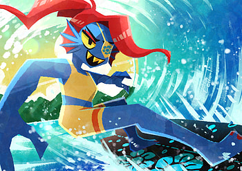 Undyne in Action: Stunning Undertale Video Game, Undyne (Undertale), video game, Undertale HD wallpaper