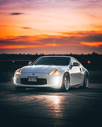 Sports, Sunset, Nissan, Cars, Lights, Car, Sports Car, Nissan 350Z, Headlights HD phone wallpaper