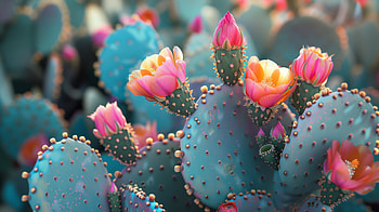 Blooming Prickly Pear Cactus - Nature's Beauty, prickly pear cactus, Cactus Flower, cactus, nature, flower HD wallpaper