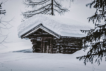 Winter, Nature, Snow, Wood, Wooden, Drifts, Hut HD wallpaper