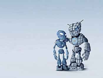 Background, Robots, Couple, Pair, 3D, Device HD wallpaper